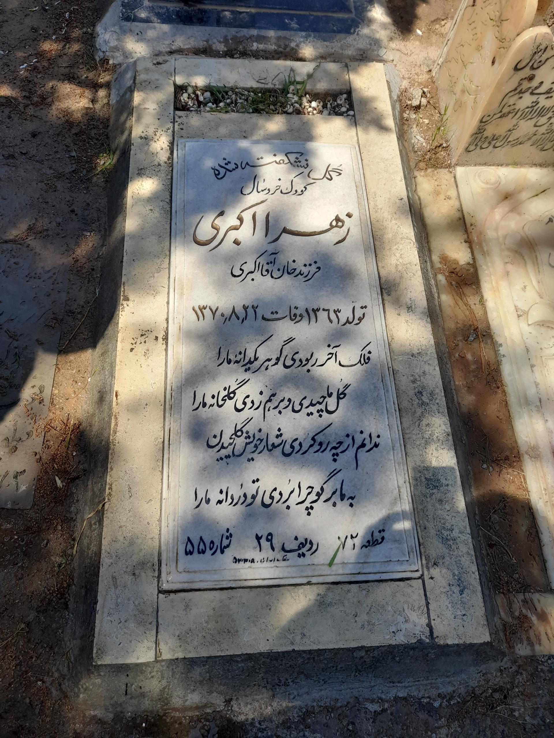 عکس مزار زهرا اکبری برجلو 