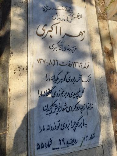 عکس مزار زهرا اکبری برجلو 