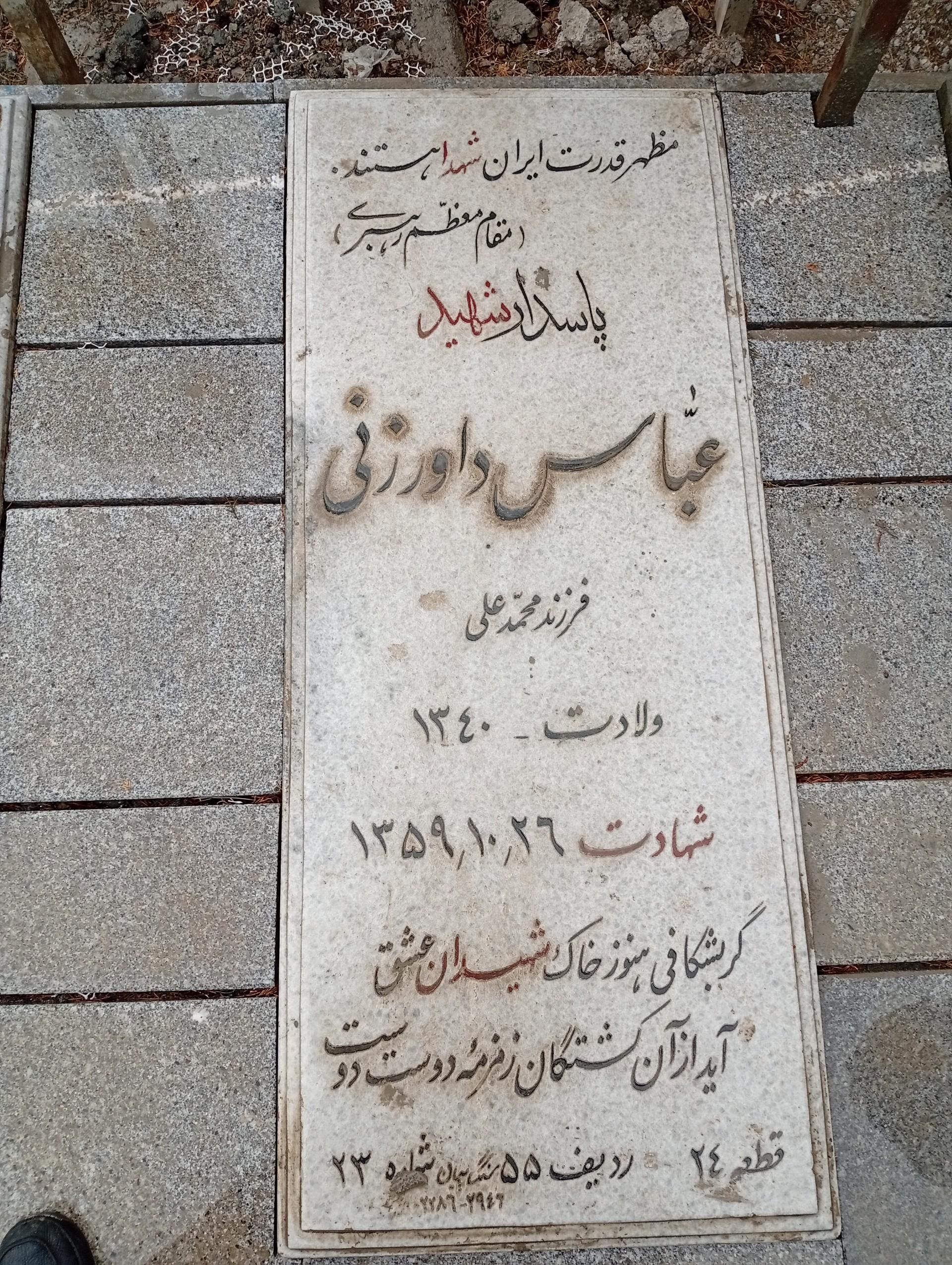 عکس مزار شهید عباس داورزنی