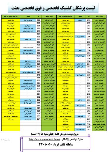 کلینیک تخصصی و فوق تخصصی بعثت