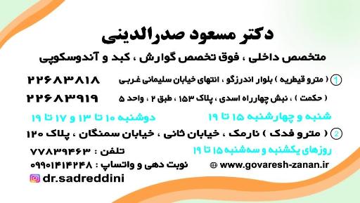 عکس دکتر مسعود صدرالدینی فوق تخصص گوارش و کبد