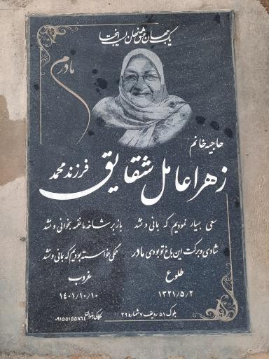 عکس آرامگاه زهرا عامل شقایق