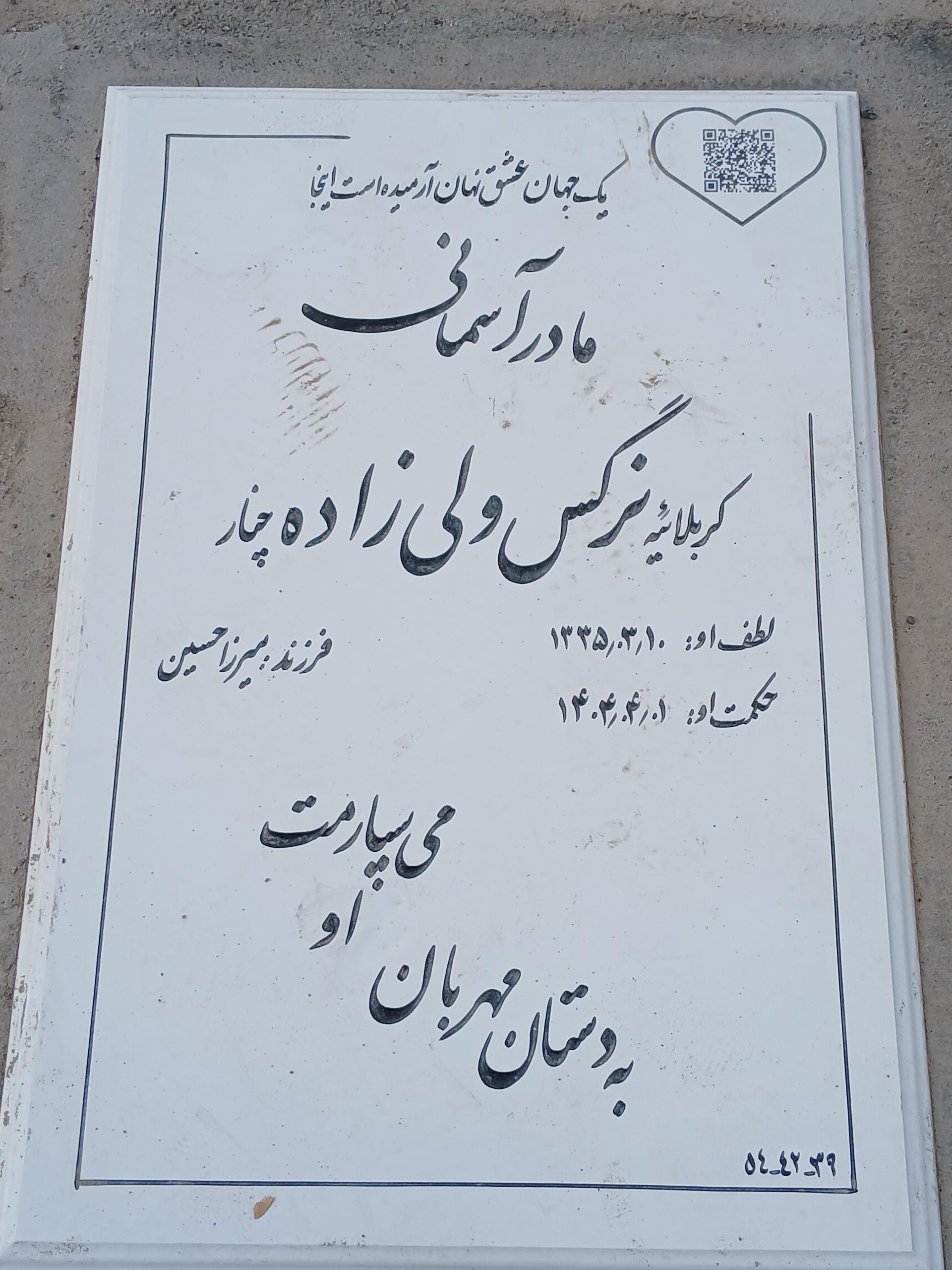 عکس مزار نرگس ولی زاده چنار