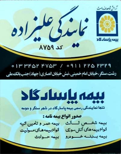عکس بیمه پاسارگاد - نمایندگی علیزاده کد 8759