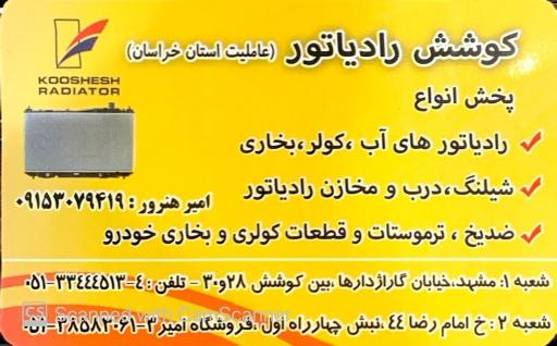 عکس نمایندگی کوشش رادیاتور امیر هنرور
