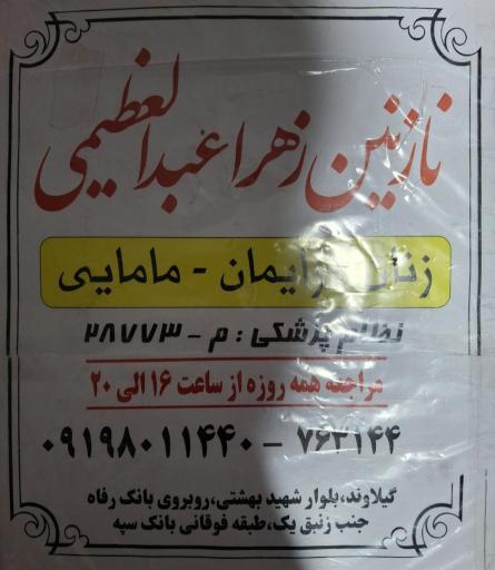 عکس دکتر زنان زایمان مامایی زهرا عبدالعظیمی