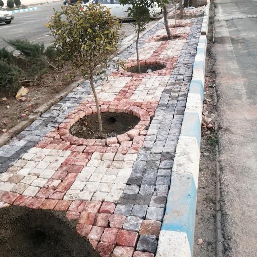 عکس کارگاه جدول سنگفرش آسفالت