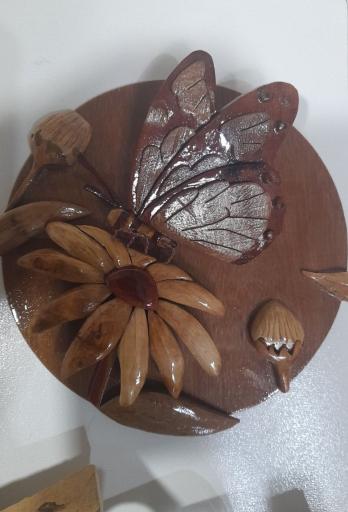 عکس ظروف چوبی منبت معرق کارگاه خانم فلاح