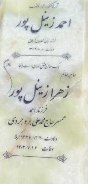 عکس مزار زهرا زینل پور