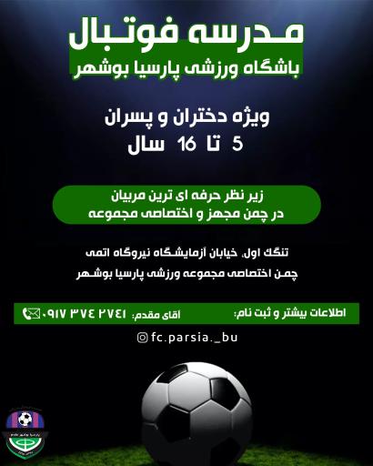 عکس زمین فوتبال چمن مصنوعی مدرسه فوتبال پارسیا بوشهر