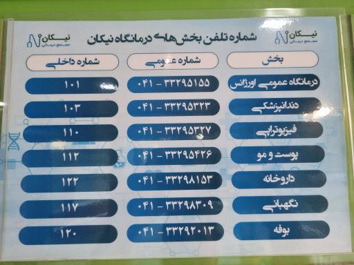 درمانگاه شبانه روزی نیکان تبریز