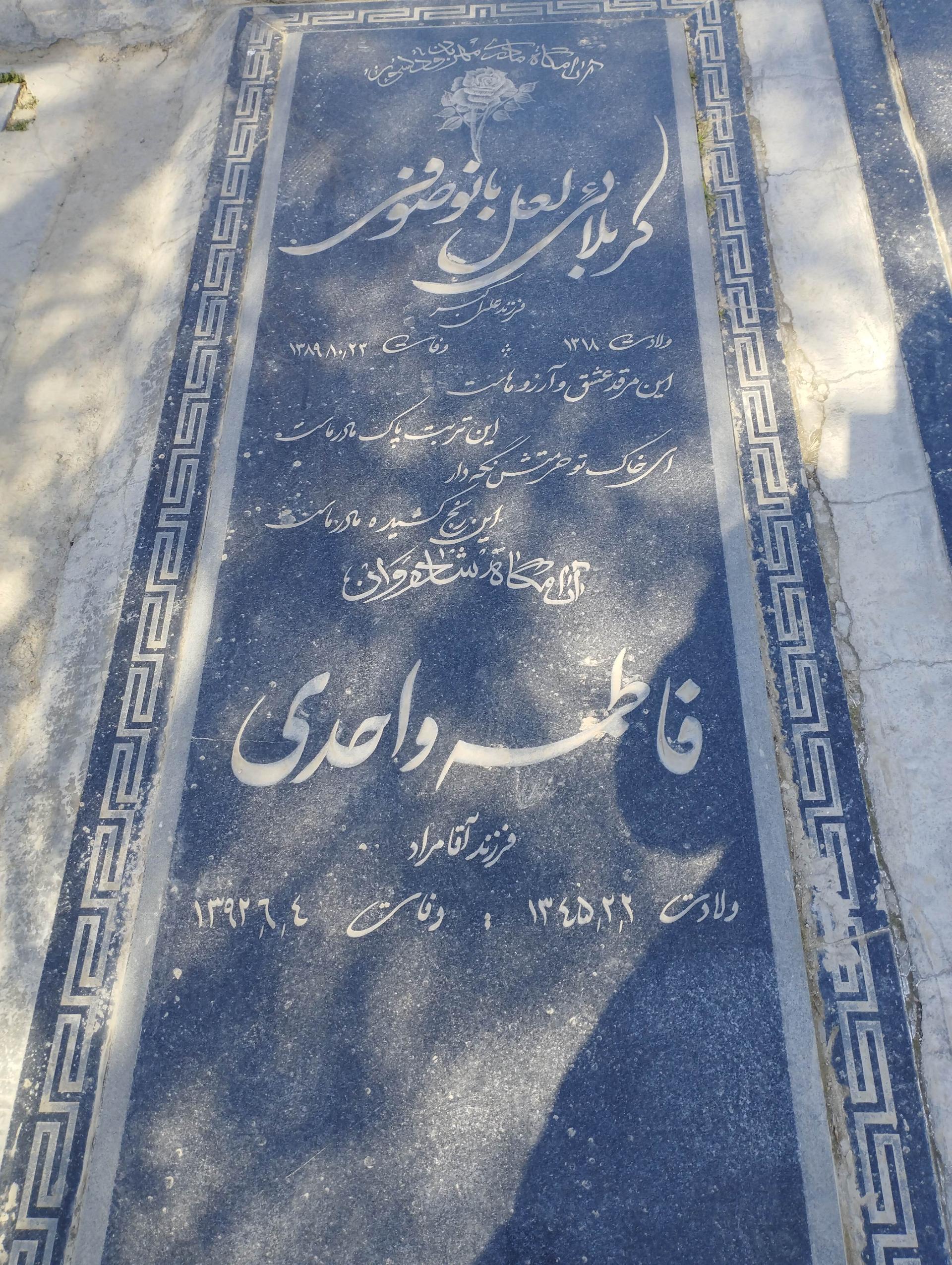 عکس مزار فاطمه واحدی