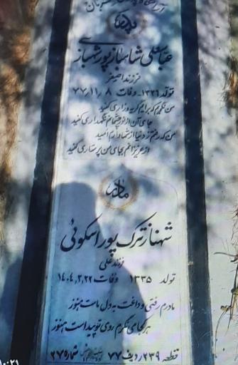 عکس مزار کربلائی شهناز ترک‌ پور اسکوئی