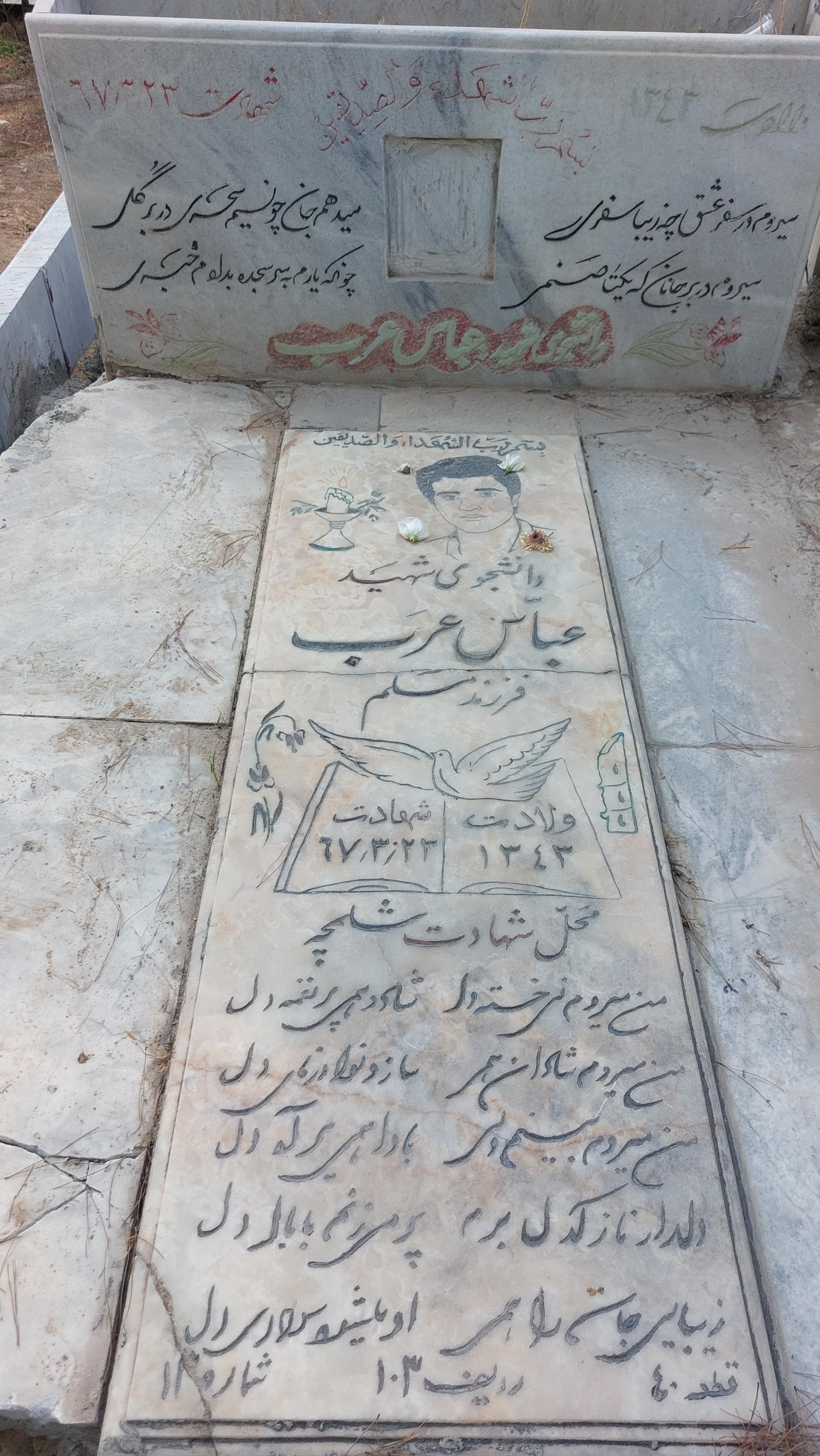 عکس مزار شهید عباس عرب مارکده