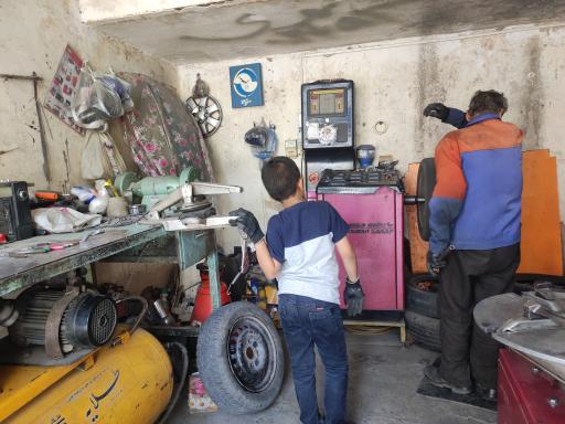 عکس پنچرگیری، بالانس چرخ و تنظیم باد غلامی