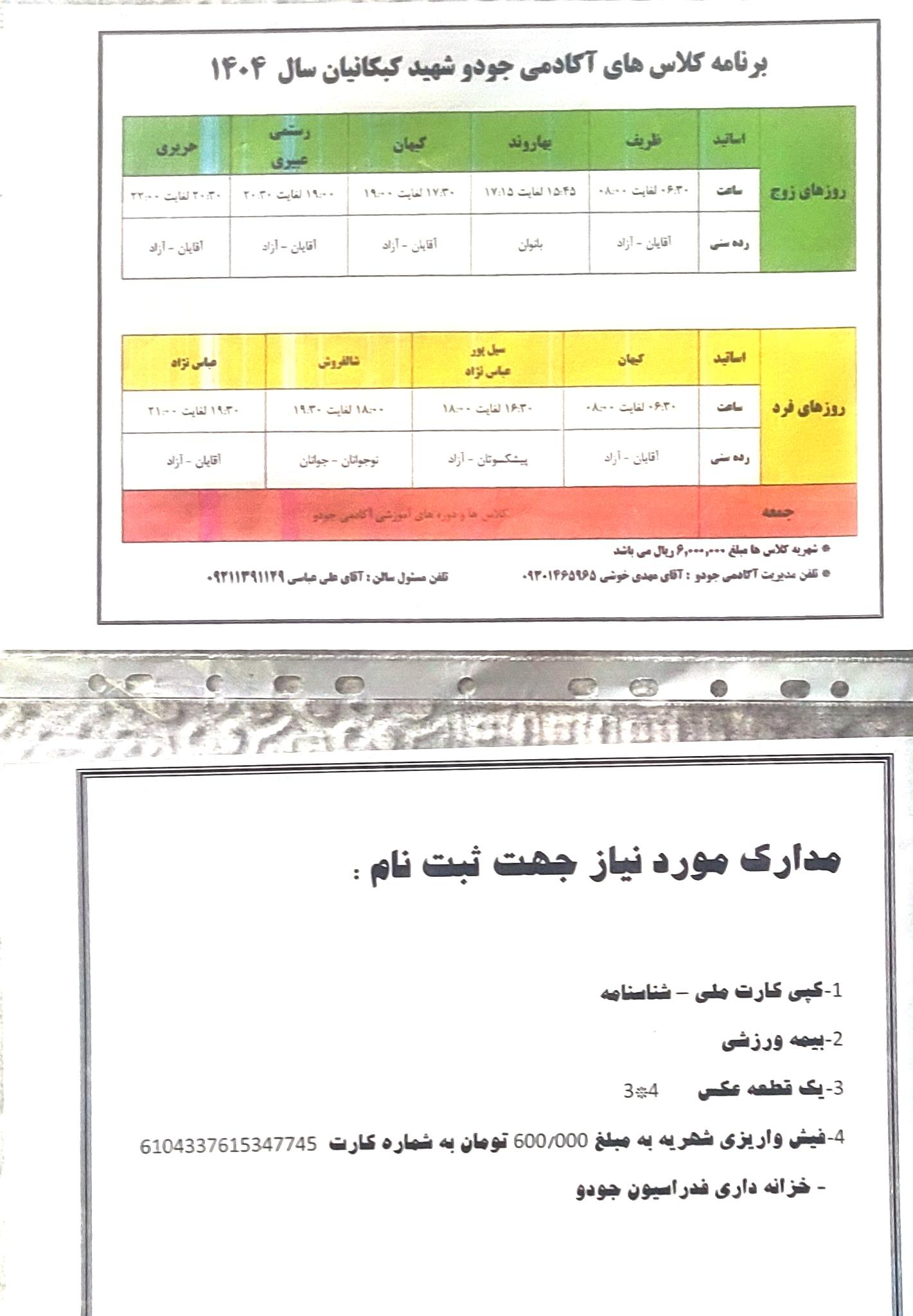 عکس سالن تکواندو ورزشگاه شهید کبکانیان