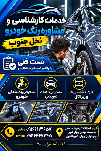 عکس تشخیص رنگ و تست فنی خودرو نخل جنوب