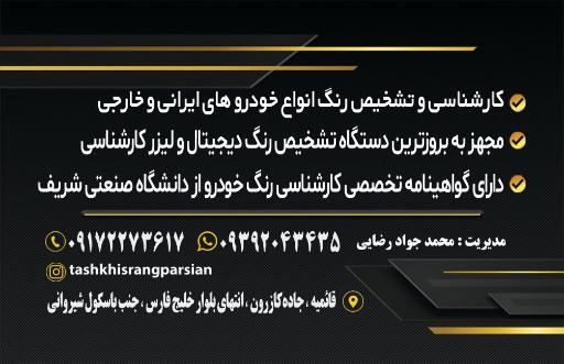 عکس تشخیص رنگ خودرو پارسیان 