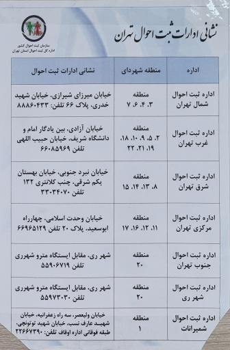 اداره ثبت احوال منطقه شمیران و شمال