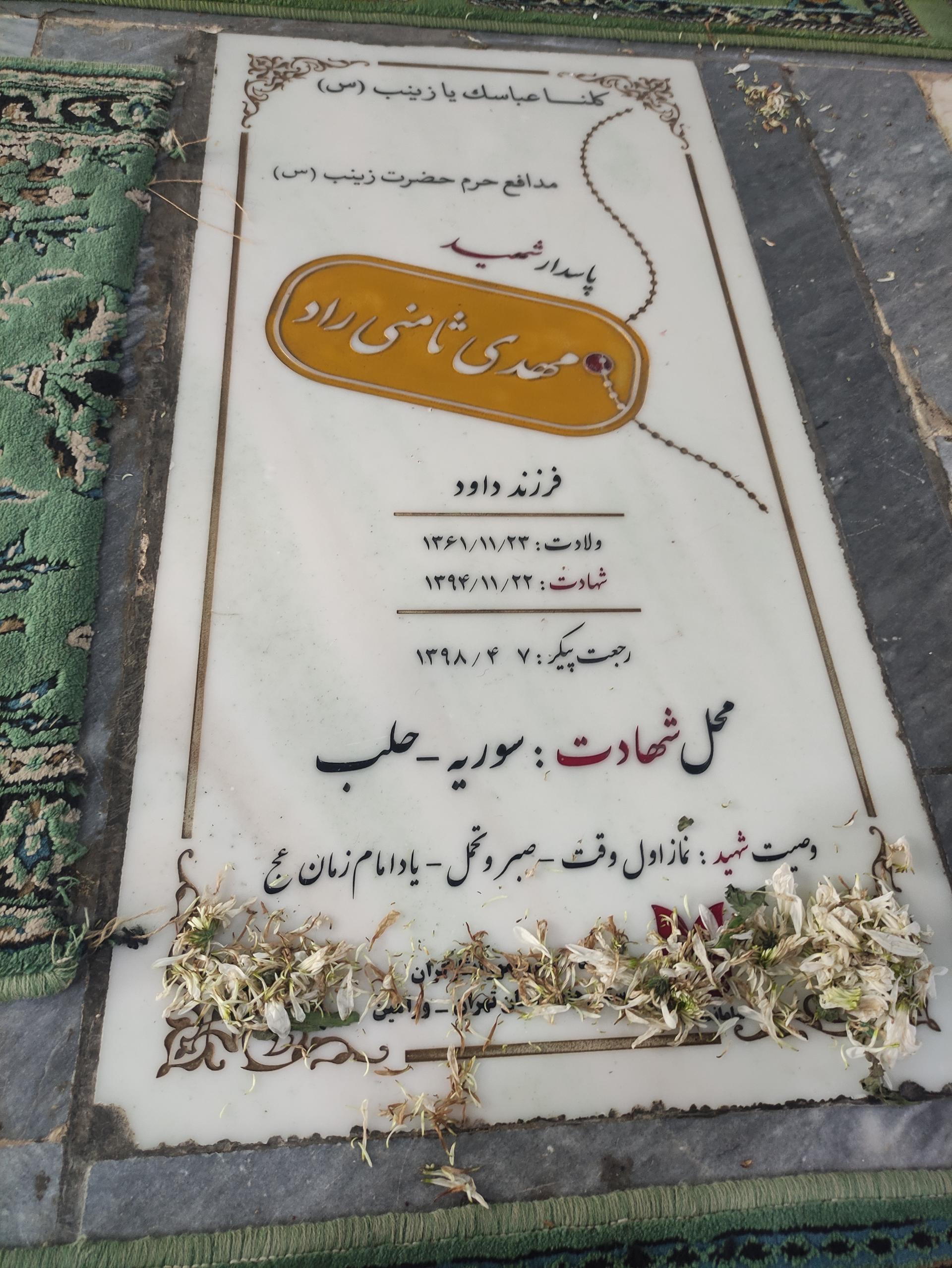 عکس مزار شهید مهدی ثامنی راد 