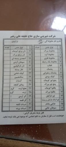 شیرینی سرای حاج خلیفه علی رهبر